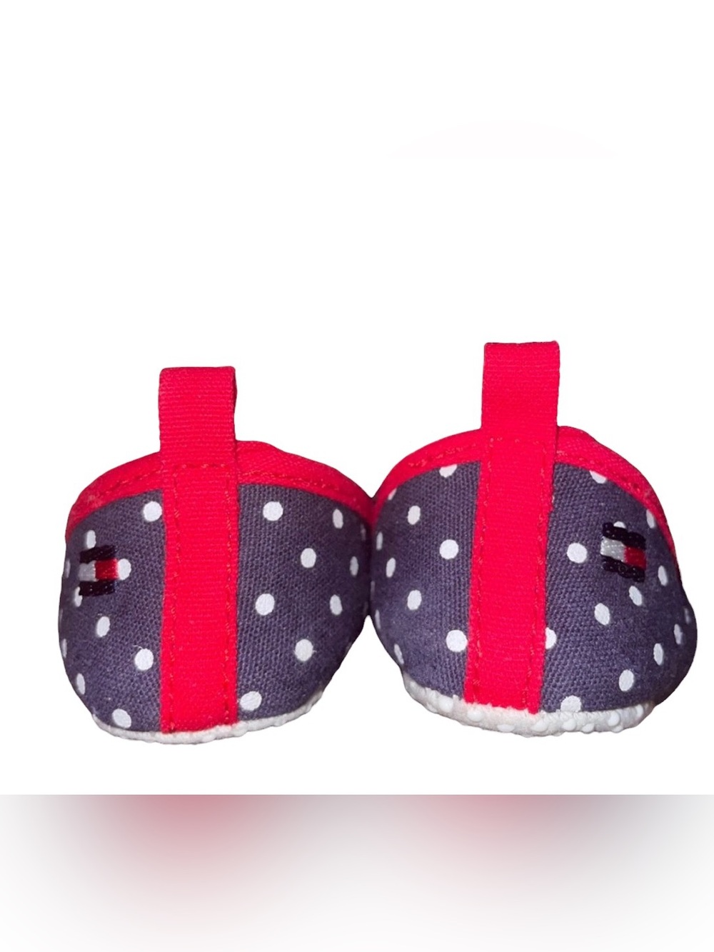 NWOT Tommy Hilfiger Navy Polka Dot Mary Janes with Pink Trim 3C - Picture 2 of 3